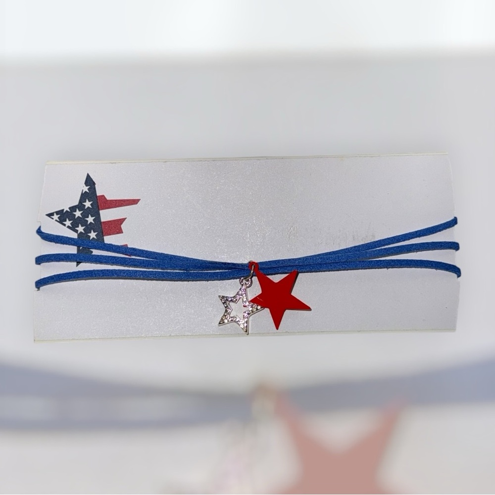 Red and Blue Star Choker Necklace